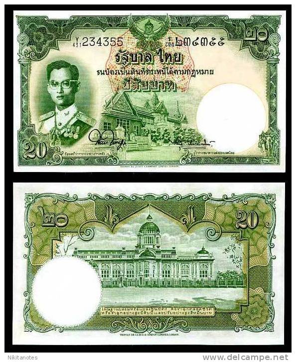 THAILAND 20 BAHT ND 1953 P 77 UNC - Thailand