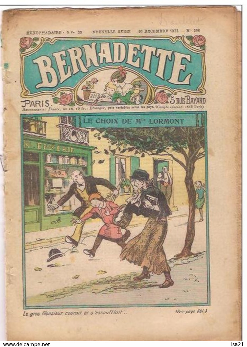 BERNADETTE, L'amie Des Fillettes, N° 206; 10 Décembre 1933; Le Choix De Mme Lormont - Bernadette