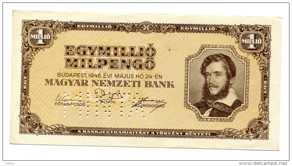 Hongrie Hungary Ungarn 1.000.000 MilPengo 1946 AUNC "" MINTA "" SPECIMEN "" - Hongrie