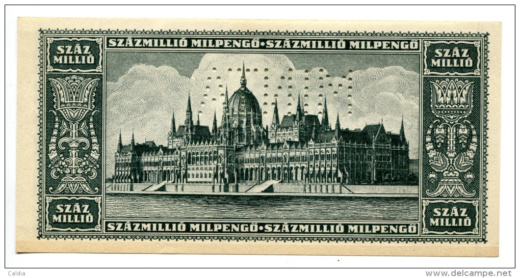Hongrie Hungary Ungarn 100.000.000 MilPengo 1946 AUNC "" MINTA "" SPECIMEN "" # 1 - Hungary