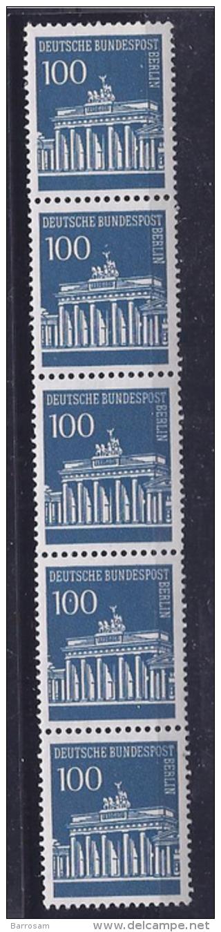 Berlin1966: Michel290R Strip Of 5 With Serial Number On Back Of 1 Cat.Value 40Euros - Rolstempels