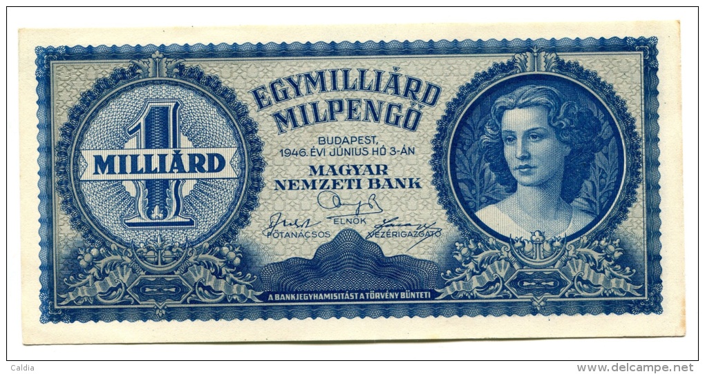 Hongrie Hungary Ungarn 1.000.000.000 MilPengo 1946 AUNC / UNC # 5 - Hungary