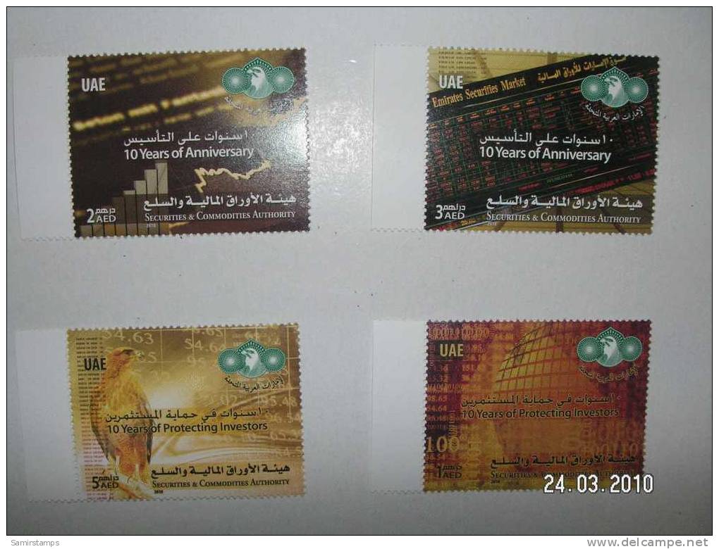 U.A.E., New Issue 2010, Securities Authority,4 Stamps Including FALCON, Nice Topical-SKRILL PAY ONLY - Emirats Arabes Unis (Général)