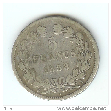 5 Francs - Louis-Philippe I - 1838 - Other & Unclassified