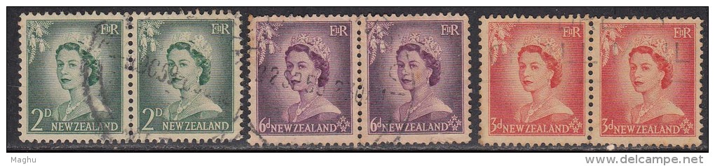New Zealand Used 1953, Pair, 3v  QE II Series, - Used Stamps