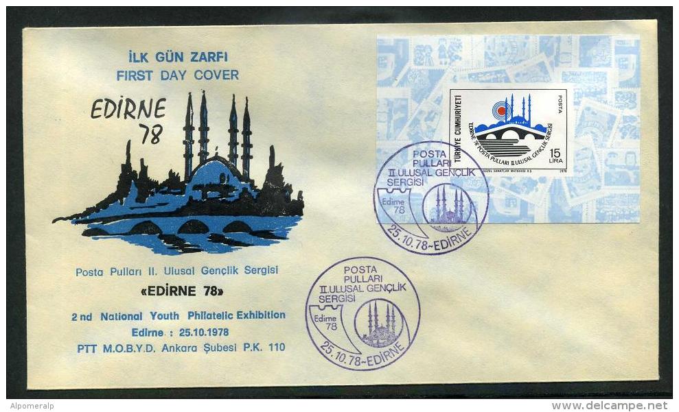 Turkey 1978 National Stamp Youth Exhibition | Bridge And Mosque, Souvenir Sheet Mi 2465 Block 18 FDC - FDC