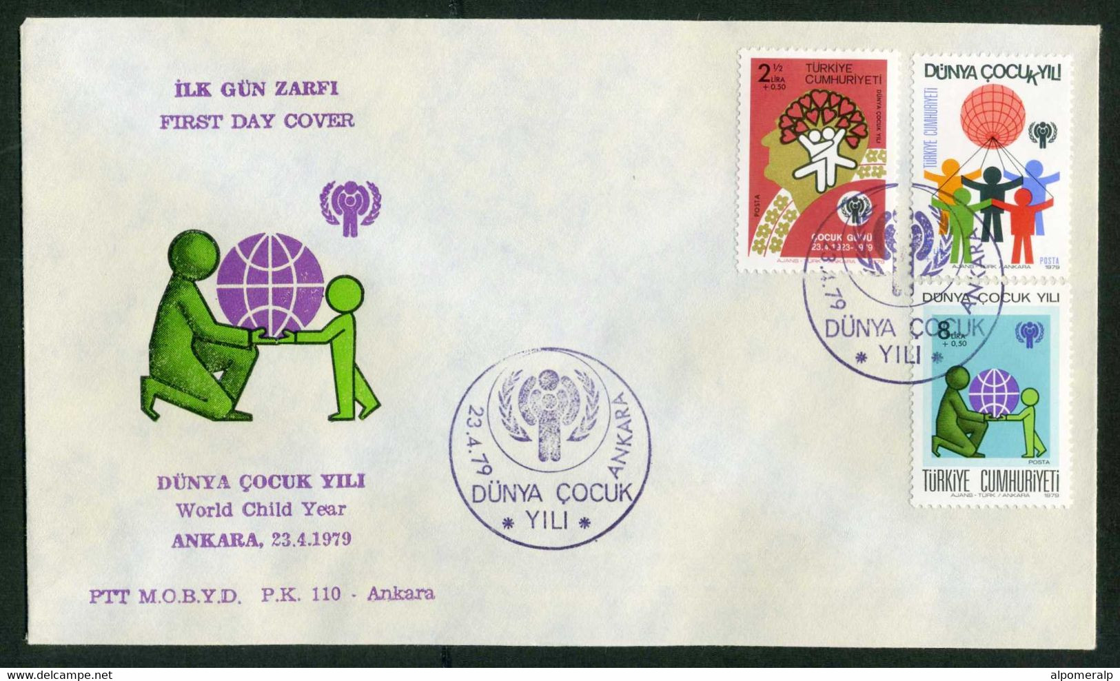 Turkey 1979 World Children Year, UNO | Year Of The Child Mi 2474-2476 FDC - FDC