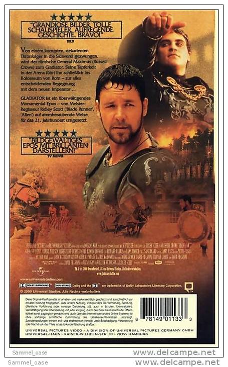 VHS Video  , Gladiator  -  Der Ein Imperium Herausforderte  -  Mit Russell Crowe, Oliver Reed, Ralf Möller - Action, Adventure