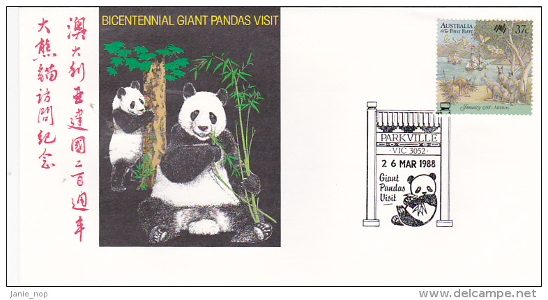 Australia 1988 Giant Pandas Visit, Parkville, Souvenir Cover - Marcophilie