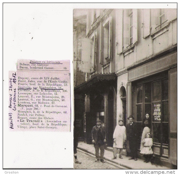 AGEN (LOT ET GARONNE) CARTE PHOTO DU MAGASIN DE PEINTURES EN BATIMENT GANIVETTE AU 11 RUE MONTESQUIEU (BELLE ANIMATION) - Agen