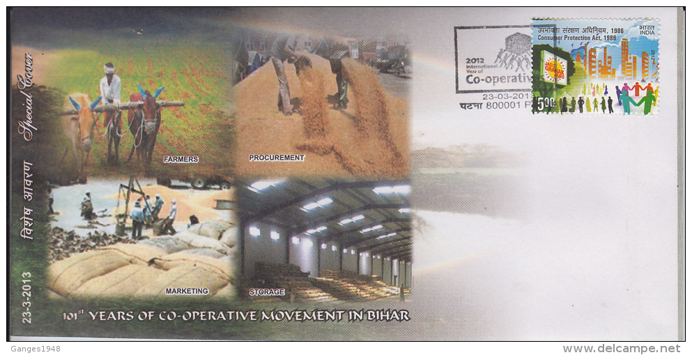 India  2013  Cattle  Ploughing  Grain Procurement  Grain Weighing  Agriculture  Special Cover # 50148 - Agriculture