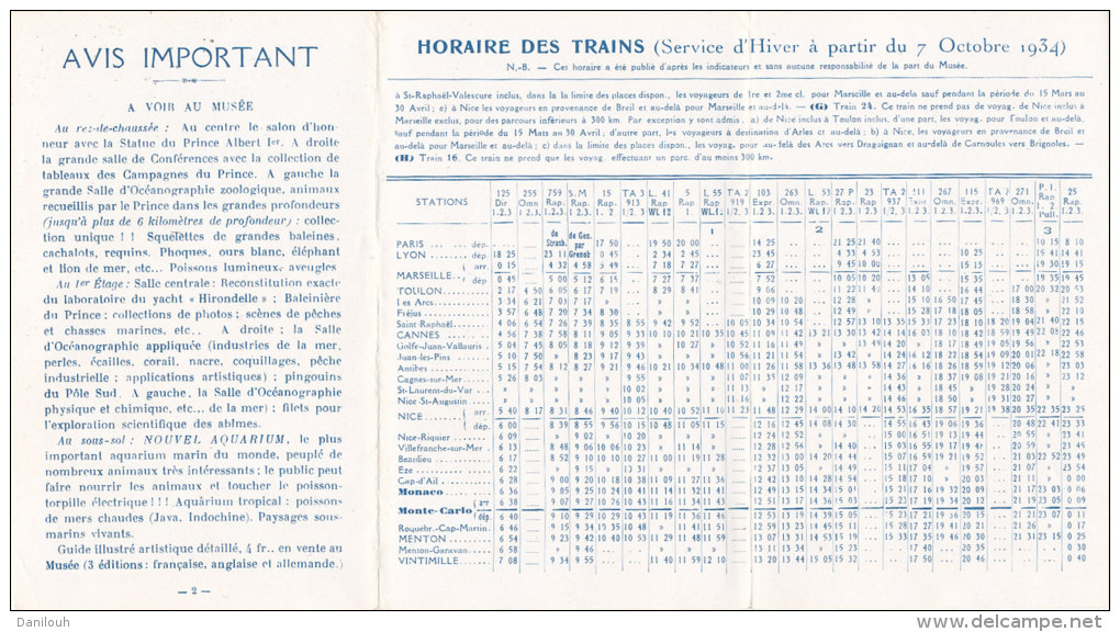 MONACO // MUSEE OCEANOGRAPHIQUE  / DEPLIANT SOUVENIR / Guide, Horaires , Tarifs - Ozeanographisches Museum