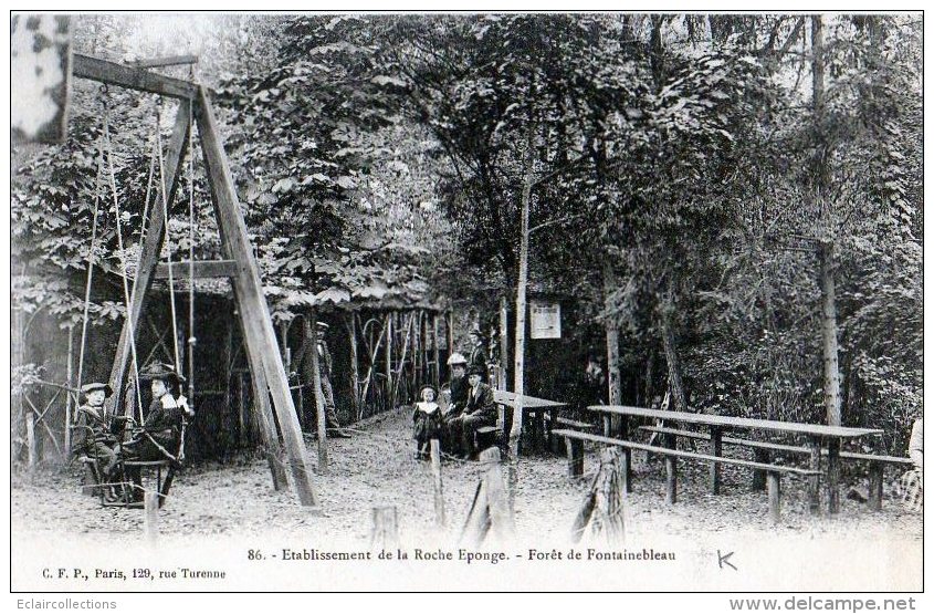 Fontainebleau    77  La Forêt . Etablissement De La Roche Eponge  Enfants  Balançoire - Fontainebleau