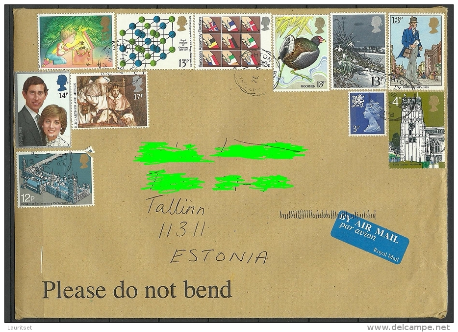 GREAT BRITAIN England Air Mail Cover To Estland Estonia Estonie 2012 With Many Stamps - Brieven En Documenten