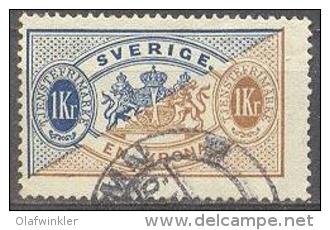 1896 Second Issue 1 Krona Mi 11Bb / Facit TJ24B / Sc O25  / YT 11A Used / Oblitéré / Gestempelt [lie] - Dienstzegels