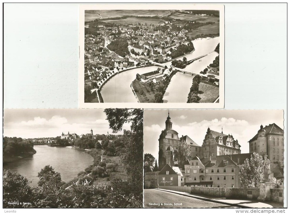 NEUBURG Perle Am Donaustrand Schloss Luftaufnahme 3 Ansichtskarten Ab Ca. 1950 - Neuburg