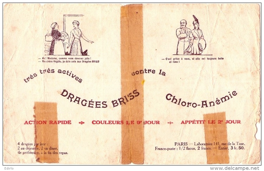 Buvard Pharmacie - Dragées Briss TRES MAUVAIS ETAT - Drogheria