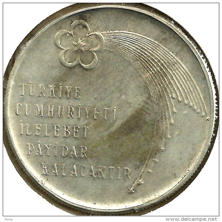 TURKEY 100 LIRA MAN 50 YEARS ATATURK FRONT INSCRIPTIONS BACK 1973 AG SILVER VF+ KM903 READ DESCRIPTION CAREFULLY !!! - Turkey