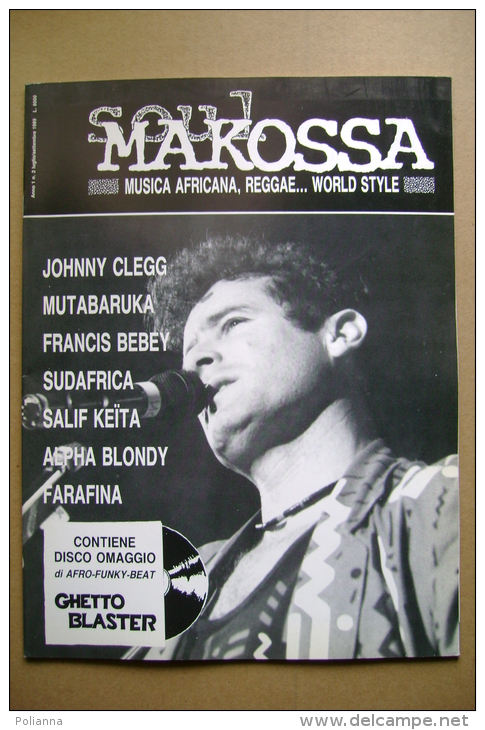 PBU/3 Rivista SOUL MAKOSSA N.2 1989/ SOUKUS TIME/JOHNNY CLEGG/FRANCIS BEBEY/MUTABARUKA/MBAQANGA - Musica