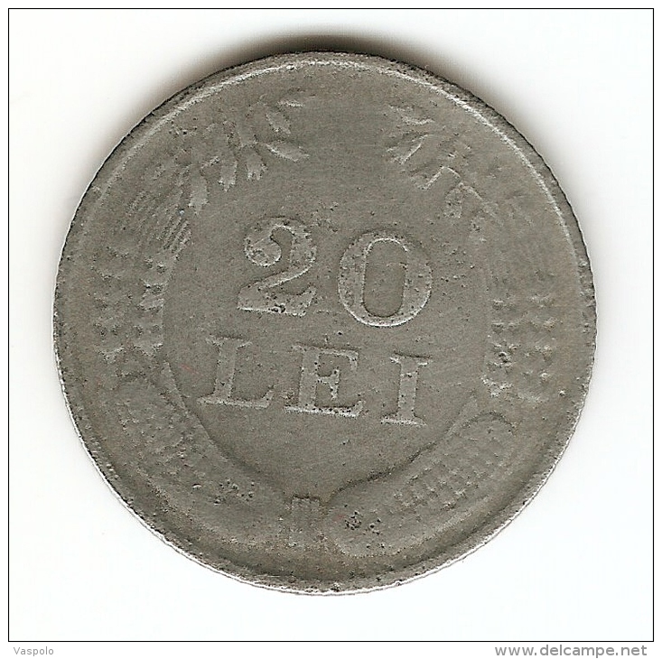 20 LEI - 1943 - REGATUL  ROMANIEI; ROMANIA--SERRATED EDGE - Romania