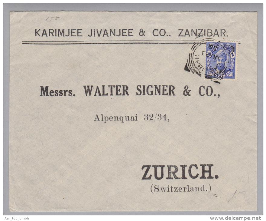 Zanzibar 1929-06-23 Brief Nach Zürich - Zanzibar (...-1963)