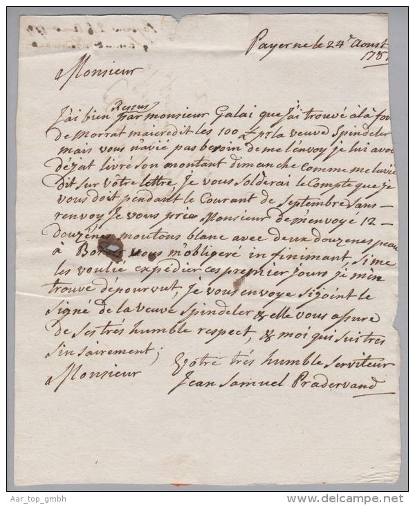 Heimat VD Payerne 1787-08-24 Brief Nach Lausanne - ...-1845 Vorphilatelie