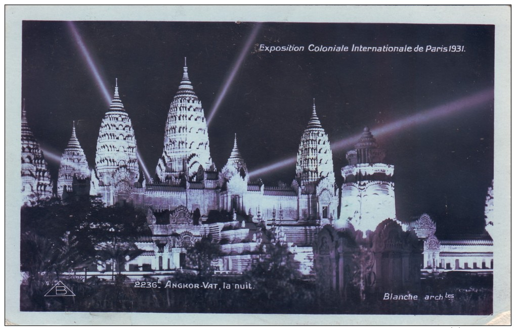 #1084 France, Paris, Postcard Mailed 1931: Colonial International Exhibition, Angkor Night - Tentoonstellingen