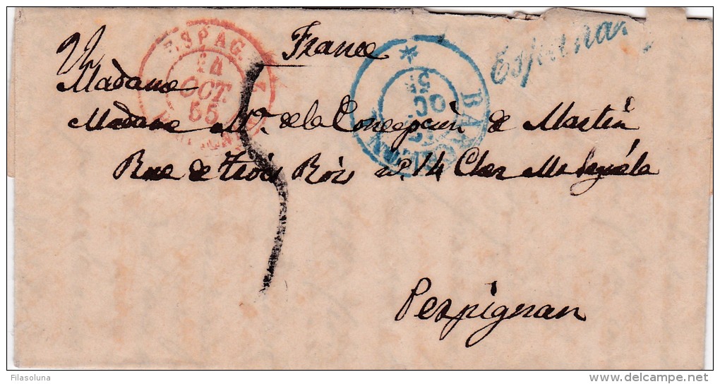 00958 Carta Barcelona A Perpignan 1855 - ...-1850 Prefilatelia