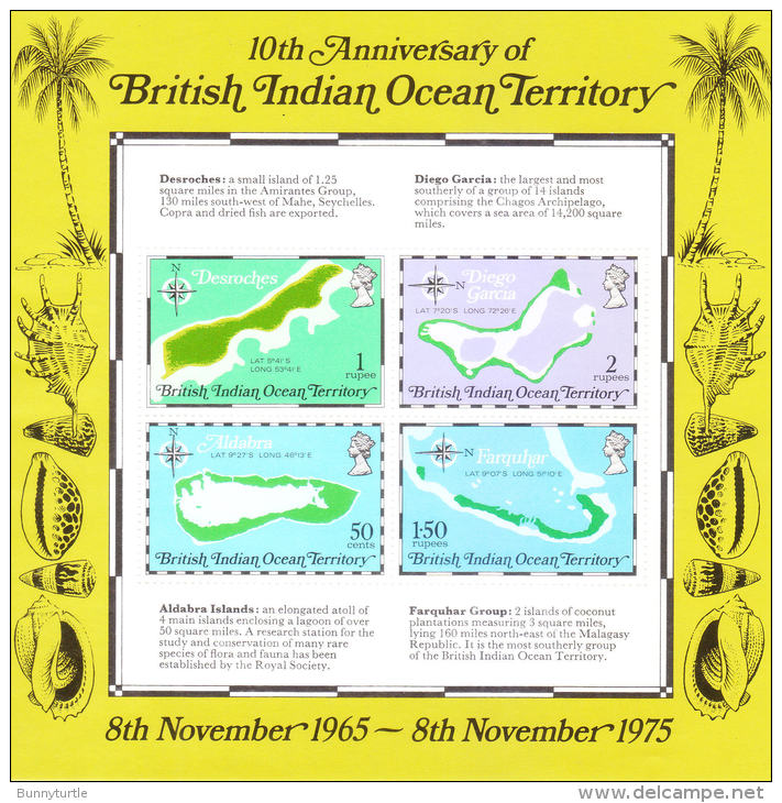 British Indian Ocean Territority BIOT 1975 Map Of Islands S/S MNH - Britisches Territorium Im Indischen Ozean