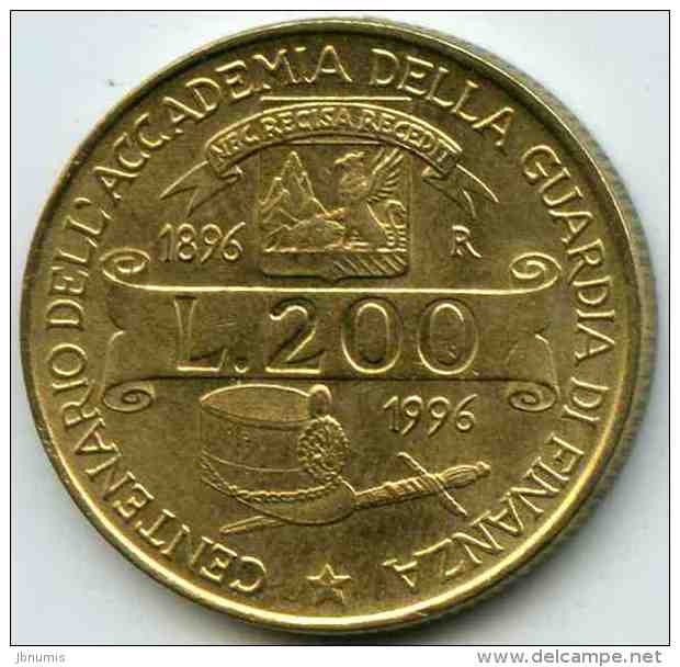 Italie Italia 200 Lire 1996 100 Ans De L´académie Des Finances KM 184 - 200 Lire