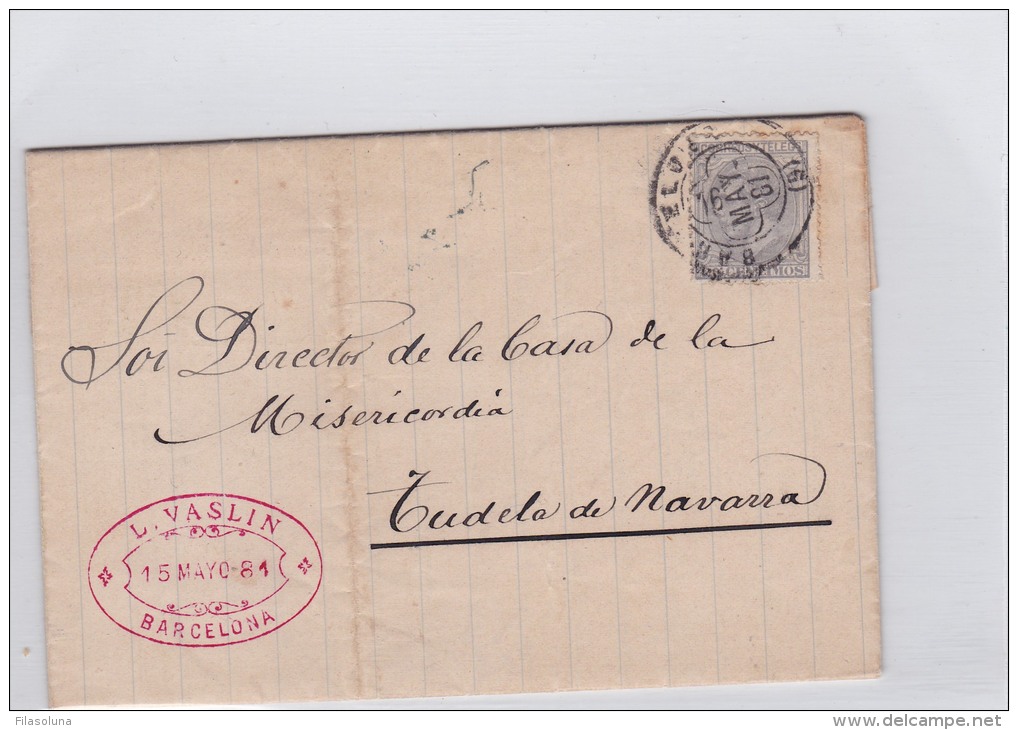 00977 Carta De  Barcelona A Tudela De Navarra 1881 - Cartas & Documentos