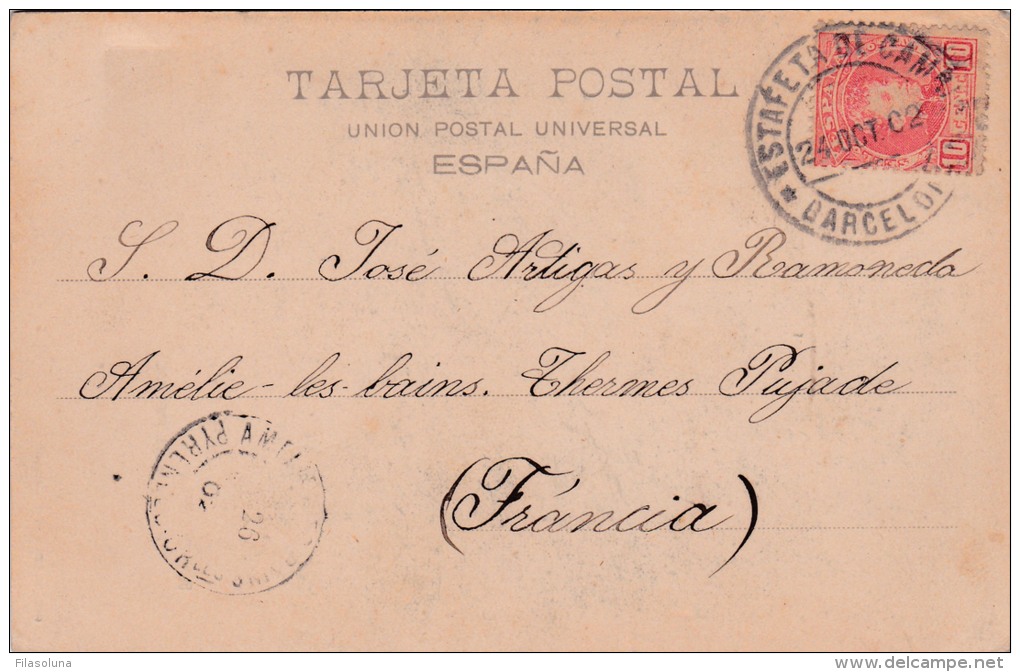 00982 Postal De Barcelona A Francia 1902 - Storia Postale