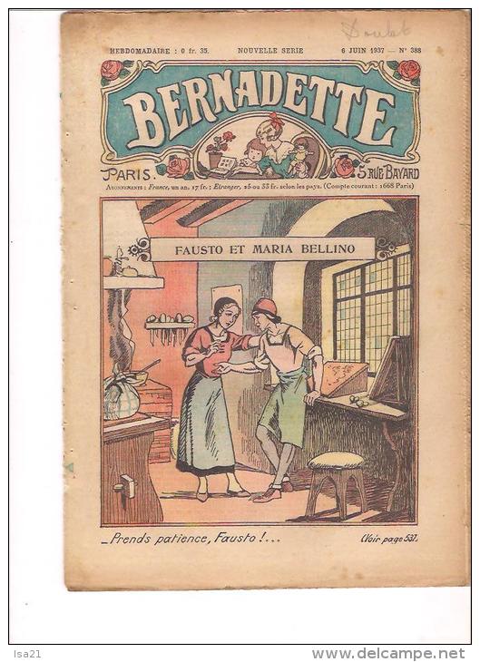 BERNADETTE, L'amie Des Jeunes Filles, N° 388,6 Juin 1937  FAUSTO ET MARIA BELLINO + Congrégation Religieuse - Bernadette