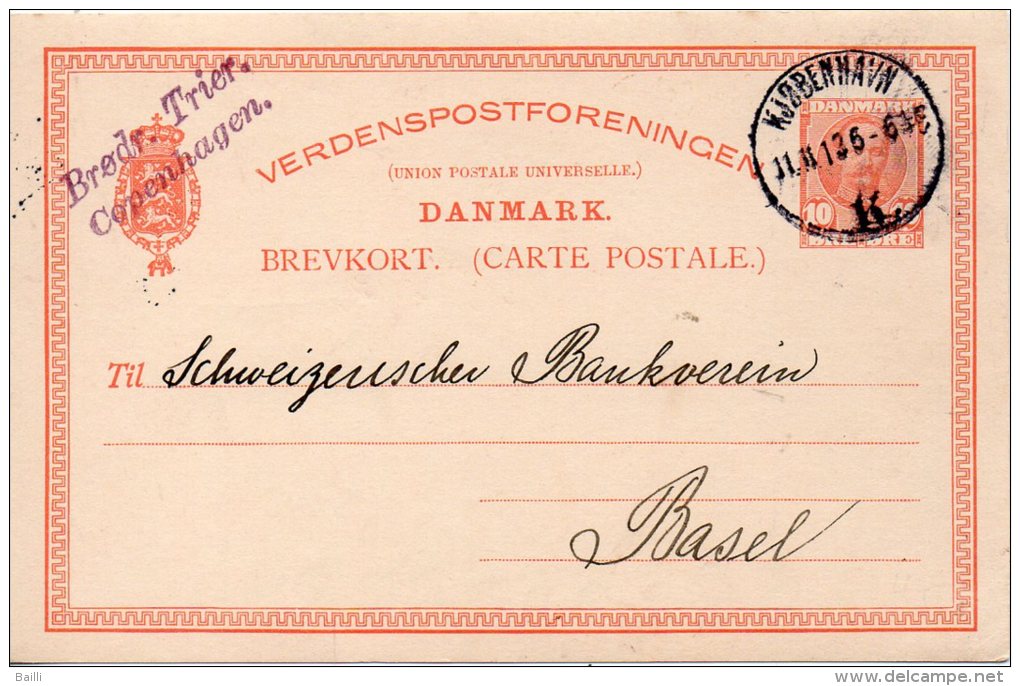 DANEMARK ENTIER POSTAL POUR LA SUISSE 1913 - Interi Postali