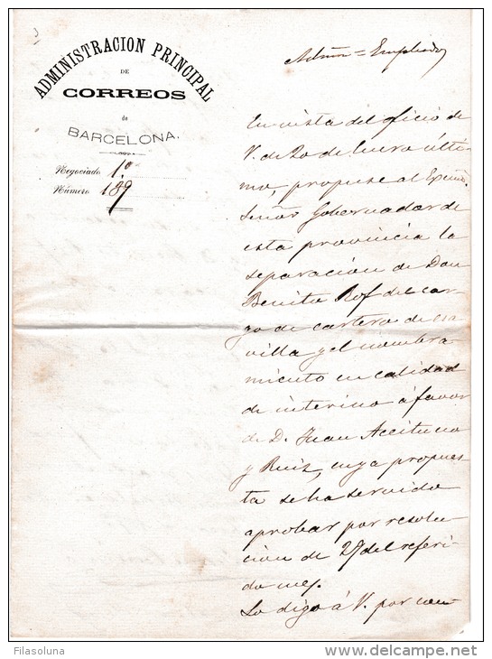 01009 Administracion Principal De Correos 1872 - Cartas & Documentos