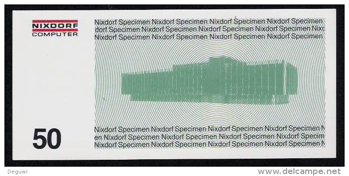 Test Note "NIXDORF" Testnote, 50 DM, 1970, Beids. Druck, Specimen, RRRRR, UNC - [17] Fakes & Specimens