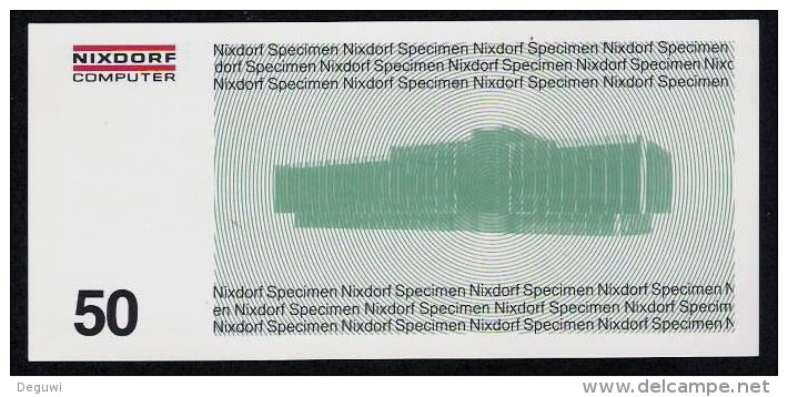 Test Note "NIXDORF" Testnote, 50 DM, 1970, Beids. Druck, Specimen, RRRRR, UNC - [17] Vals & Specimens