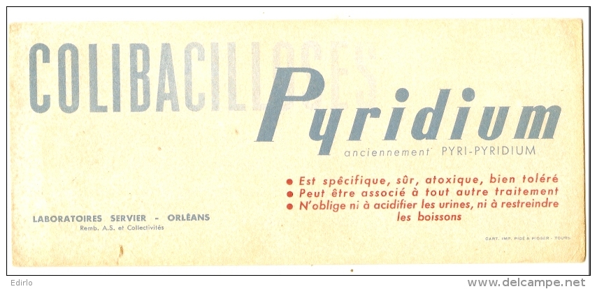 Buvard Médical COLIBACILLOSES Pyridium - Produits Pharmaceutiques