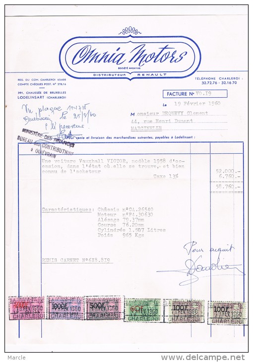 Omnia Motors Distributeur Renault Lodelinsart 1960  Vauxhall Victor 1958 - Cars