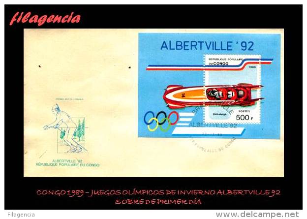 AFRICA. CONGO SPD-FDC. 1989 JUEGOS OLÍMPICOS DE INVIERNO ALBERTVILLE 92 - FDC