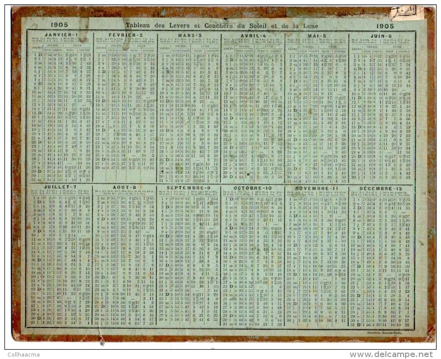 Splendide Calendrier Almanach Des Postes Et Télégraphes 1905 Oberthür / "Chasse à Courre" - Formato Grande : 1901-20