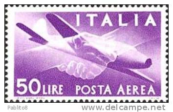 ITALIA REPUBBLICA 1957 DEMOCRATICA LIRE 50 STELLE TIMBRATO - USED - OBLITERE´ - Posta Aerea