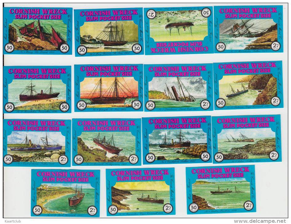 15x ´CORNISH WRECK´ - Boat/Ship - England - 15 Matchboxcovers - Luciferdozen - Etiketten