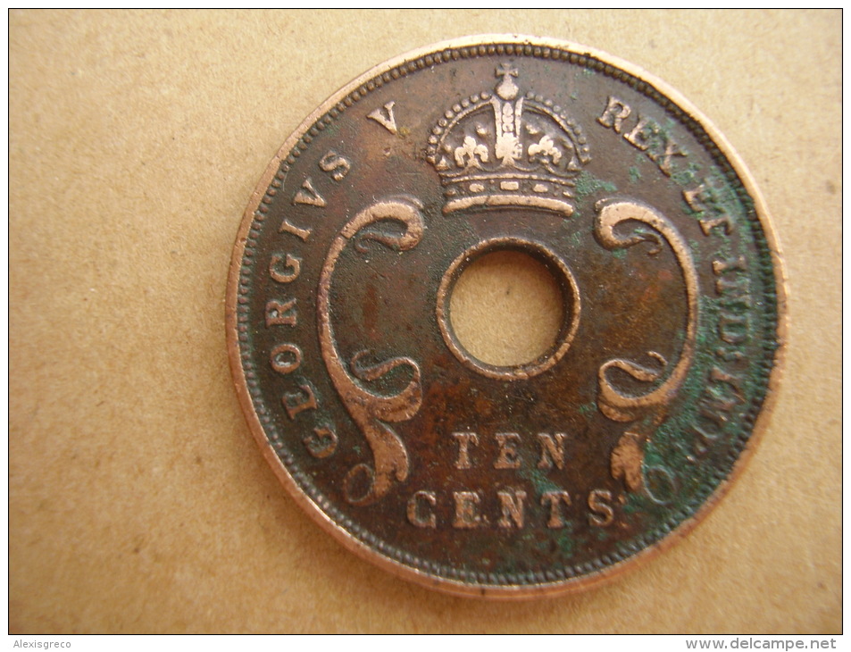 BRITISH EAST AFRICA USED TEN CENT COIN BRONZE Of 1935  - GEORGE V. - British Colony