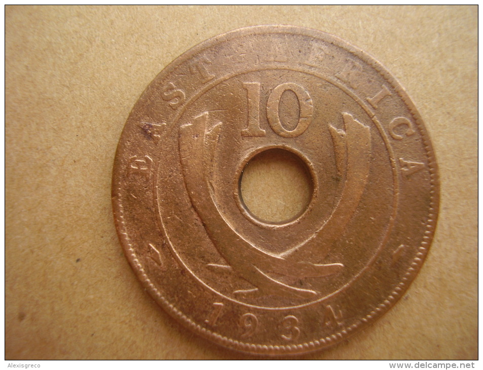 BRITISH EAST AFRICA USED TEN CENT COIN BRONZE Of 1934  - GEORGE V. - British Colony