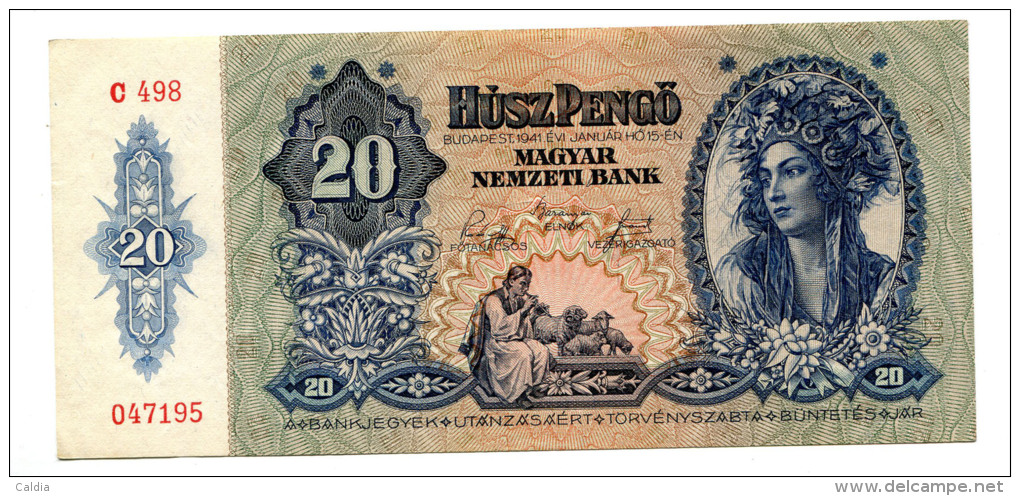 Hongrie Hungary Ungarn 20 Pengo 1941 UNC # 6 - Hongrie