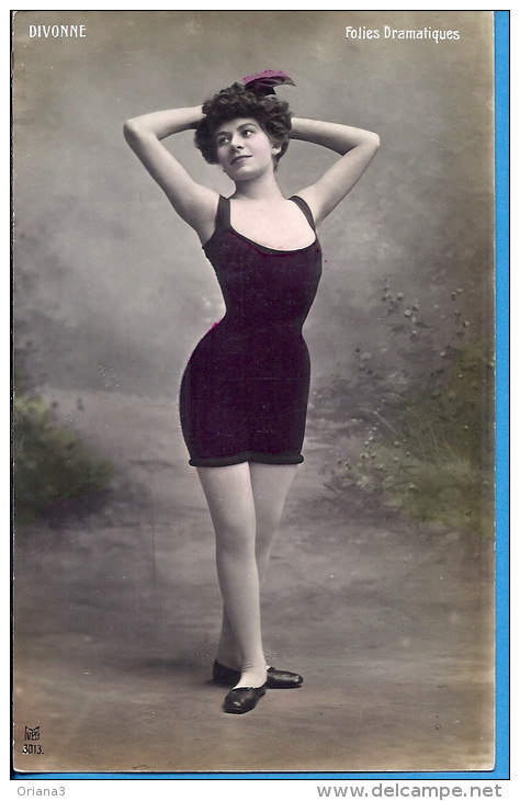 -- DIVONNE --  FOLIES DRAMATIQUE   --- CARTE PHOTO COLORISEE  --  1911 - Artistes