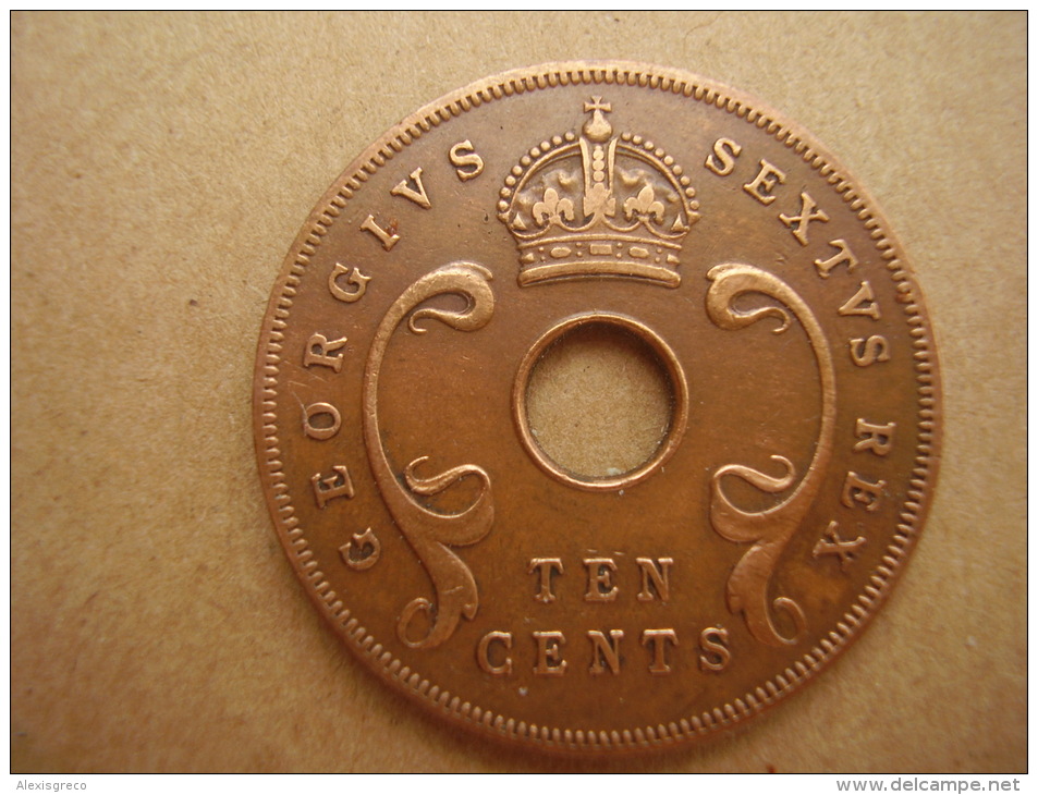 BRITISH EAST AFRICA USED TEN CENT COIN BRONZE Of 1952 - George VI. - British Colony