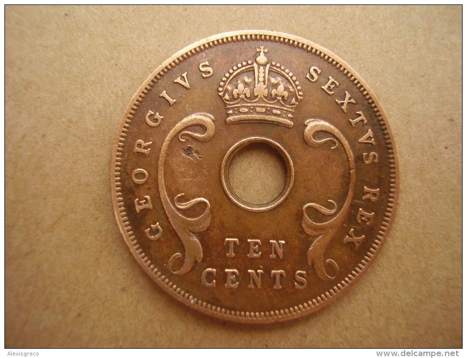 BRITISH EAST AFRICA USED TEN CENT COIN BRONZE Of 1952 - George VI. - Britische Kolonie