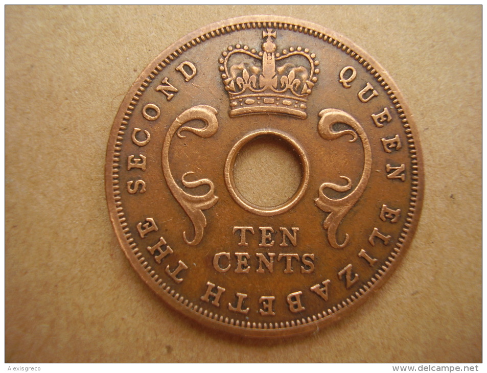 BRITISH EAST AFRICA USED TEN CENT COIN BRONZE Of 1956 - George VI. - British Colony